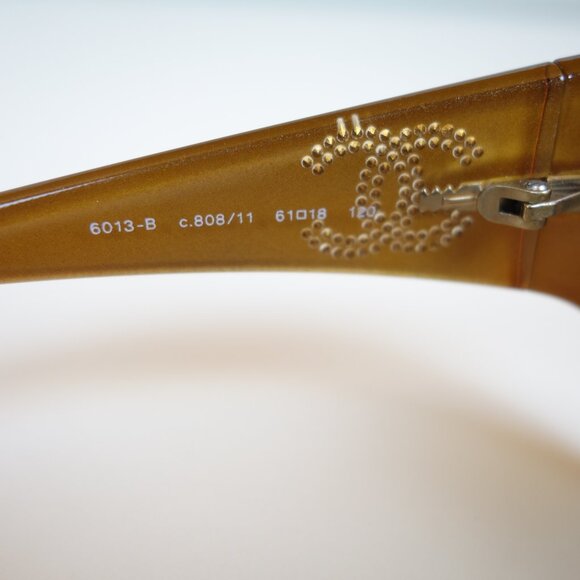 Chanel Oversized Round Rim 6013 B Sunglasses w/ Double Row Crystal CC Logo Arms - Picture 4 of 16